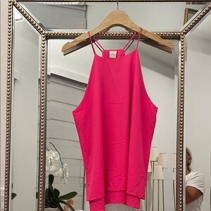 Paper Crane Hot Pink Double Strap Tank Top